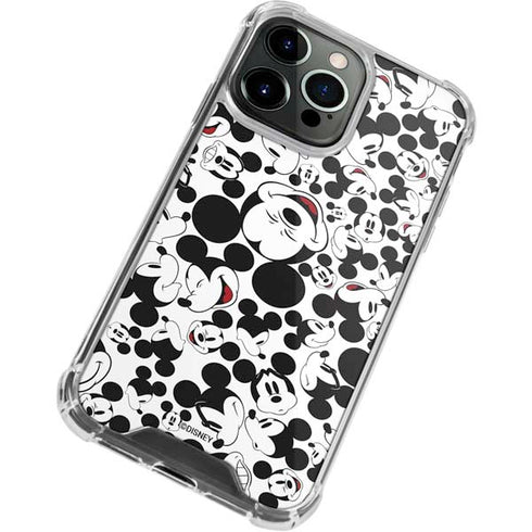 Disney Mickey Mouse Face Pattern iPhone 15 Pro Clear Case